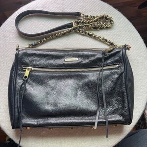 Rebecca Minkoff Black Leather Crossbody with Gold Hardware